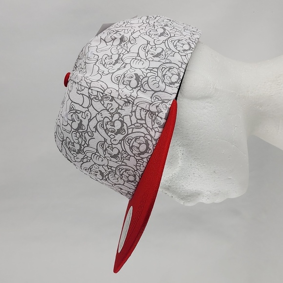 Nintendo Super Mario Snapback Adjustable Hat Cap Red White OS Fits Most - Picture 7 of 15